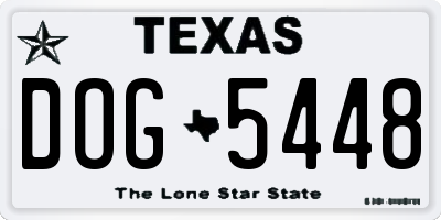 TX license plate DOG5448
