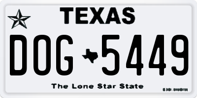 TX license plate DOG5449