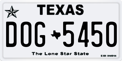 TX license plate DOG5450