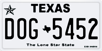 TX license plate DOG5452