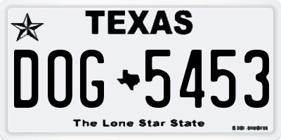 TX license plate DOG5453