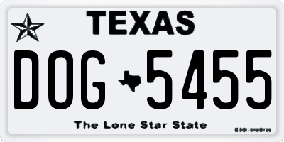 TX license plate DOG5455