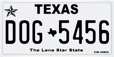 TX license plate DOG5456