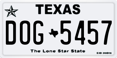 TX license plate DOG5457