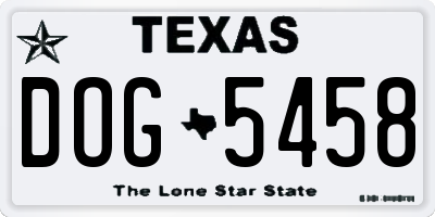 TX license plate DOG5458