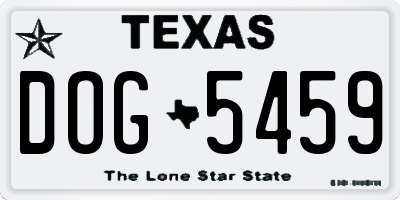 TX license plate DOG5459