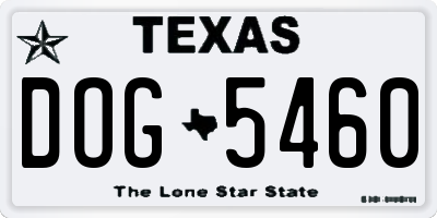 TX license plate DOG5460