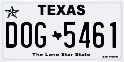 TX license plate DOG5461