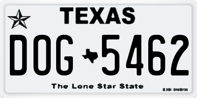 TX license plate DOG5462
