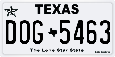 TX license plate DOG5463