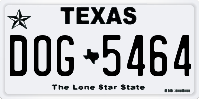 TX license plate DOG5464