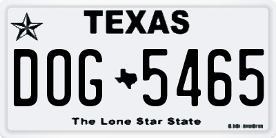 TX license plate DOG5465