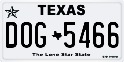 TX license plate DOG5466