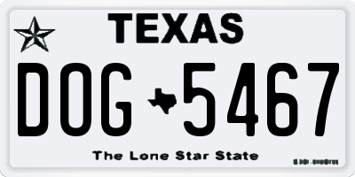 TX license plate DOG5467