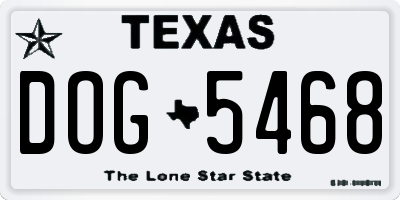 TX license plate DOG5468