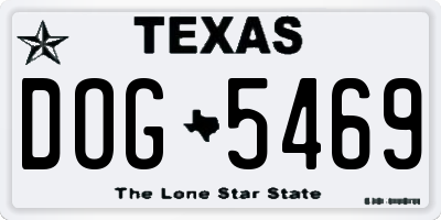 TX license plate DOG5469