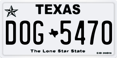 TX license plate DOG5470
