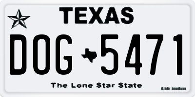 TX license plate DOG5471