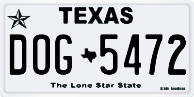 TX license plate DOG5472
