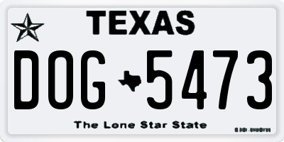 TX license plate DOG5473
