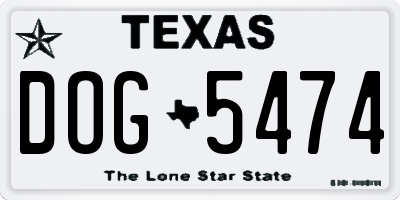 TX license plate DOG5474