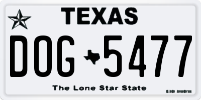 TX license plate DOG5477