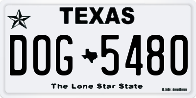 TX license plate DOG5480