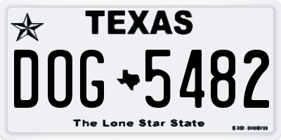 TX license plate DOG5482
