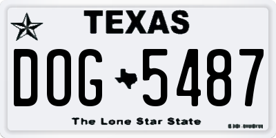 TX license plate DOG5487
