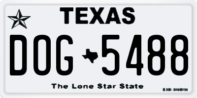TX license plate DOG5488