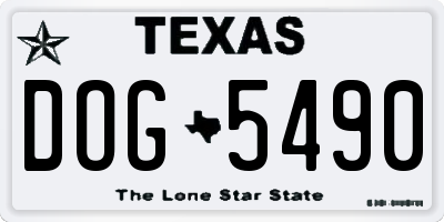 TX license plate DOG5490