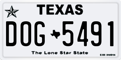 TX license plate DOG5491