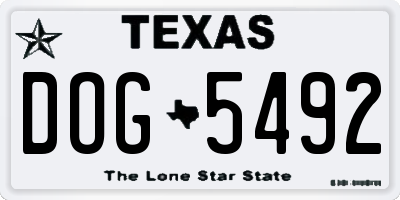 TX license plate DOG5492