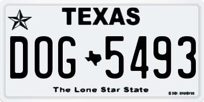 TX license plate DOG5493