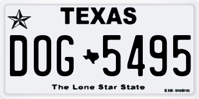TX license plate DOG5495