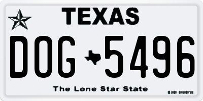 TX license plate DOG5496