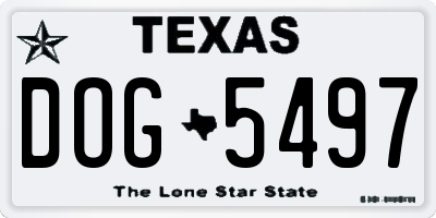 TX license plate DOG5497