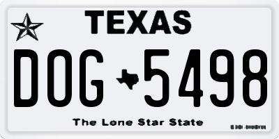 TX license plate DOG5498