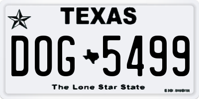TX license plate DOG5499
