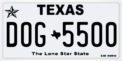 TX license plate DOG5500