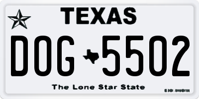 TX license plate DOG5502