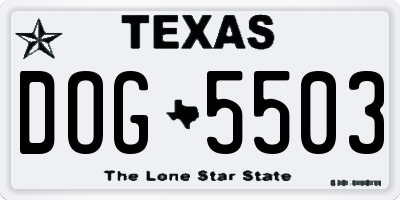 TX license plate DOG5503