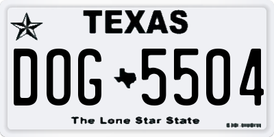 TX license plate DOG5504