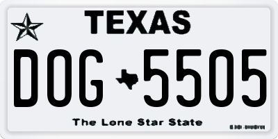 TX license plate DOG5505