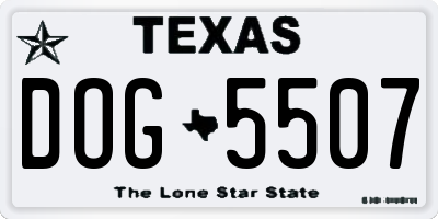 TX license plate DOG5507