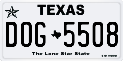 TX license plate DOG5508