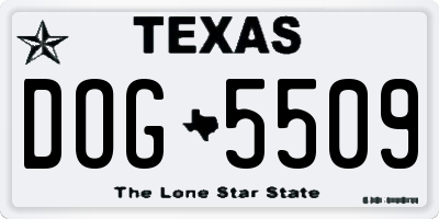 TX license plate DOG5509