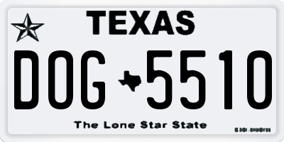 TX license plate DOG5510