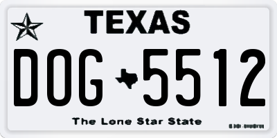 TX license plate DOG5512