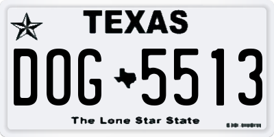 TX license plate DOG5513
